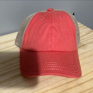 C.C Coral and Tan Mesh Baseball Cap - NWT